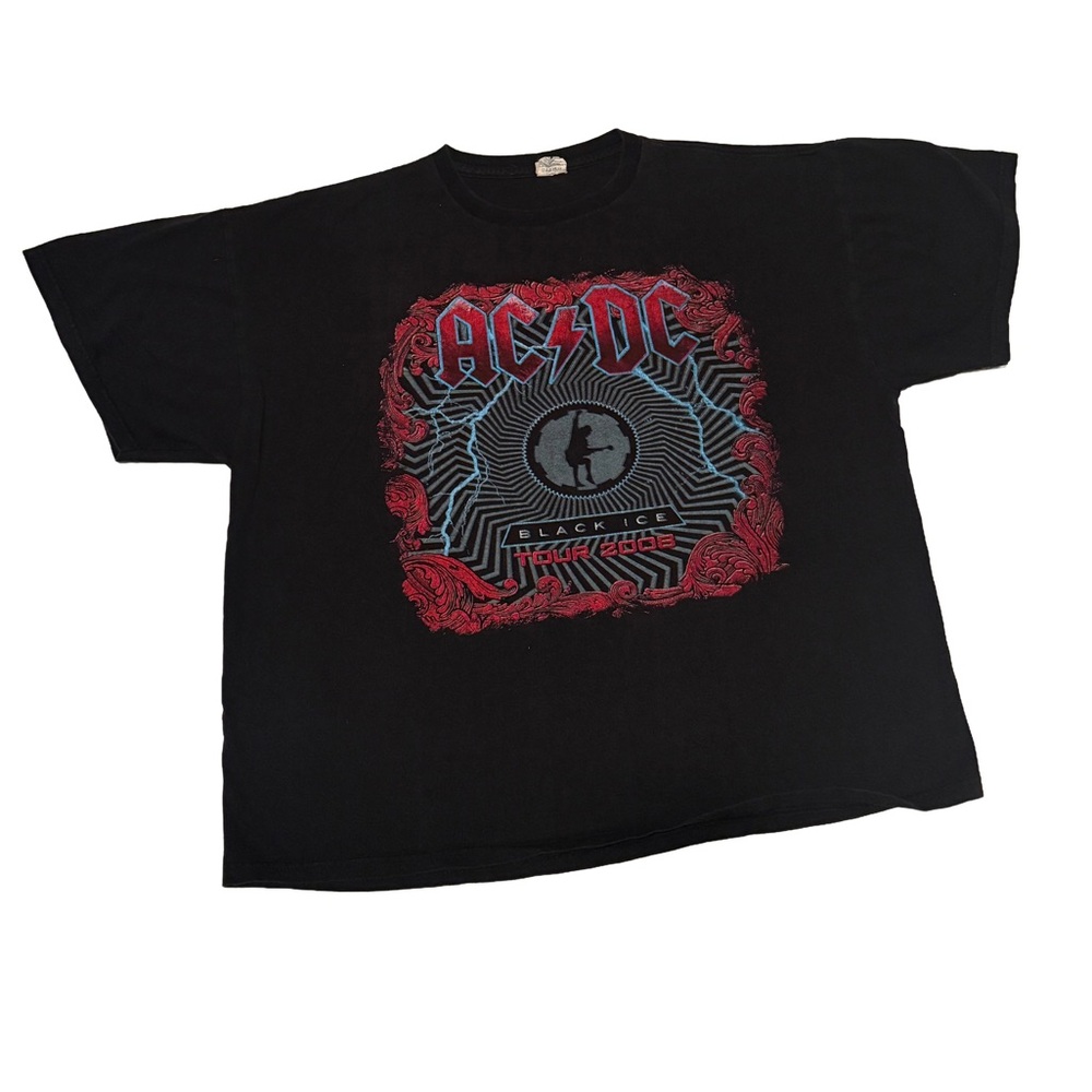 AC/DC Black Tee‎ with Red & Blue Tour Graphic 2008 tour L